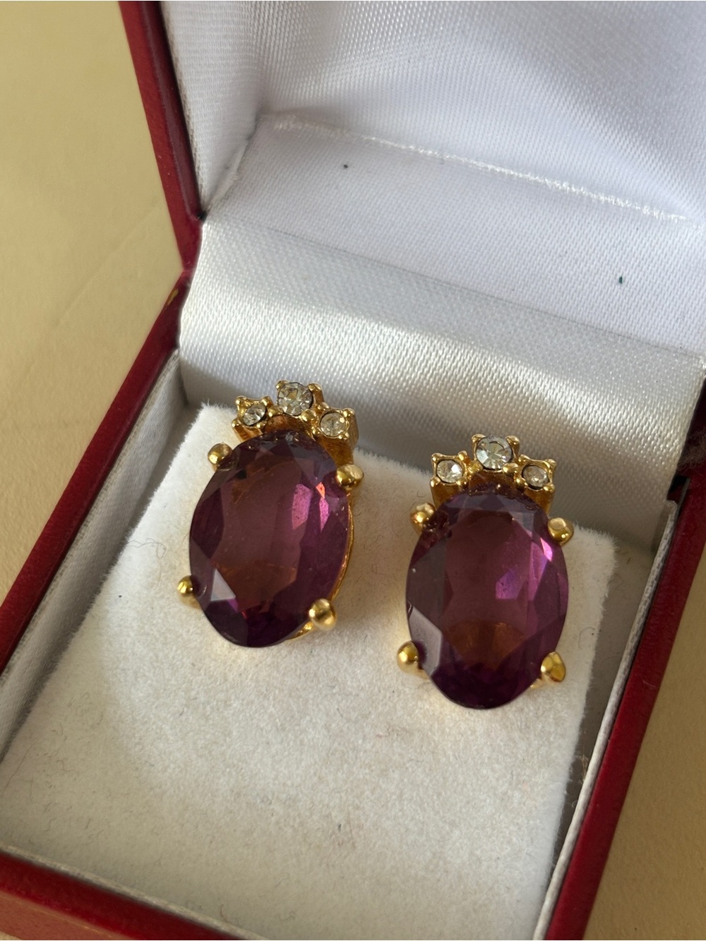 Vintage 80s/90s Christian Dior Clip on Amethyst Earrings